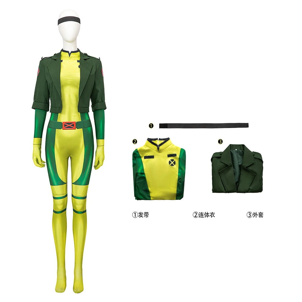 X97 supereroe Rogue Anna Mary Gambit Costume Cosplay adulto stretto giallo tuta Halloween Carnival Party Costume