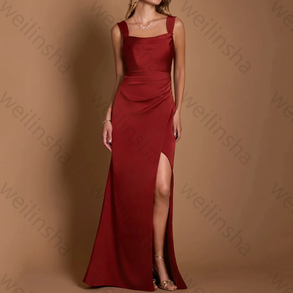 우아한 민소매 사이드 슬릿 이브닝 드레스 섹시한 연예인 롱 드레스 정교한 고품질 프로모션 파티 가운 여성 맞춤형