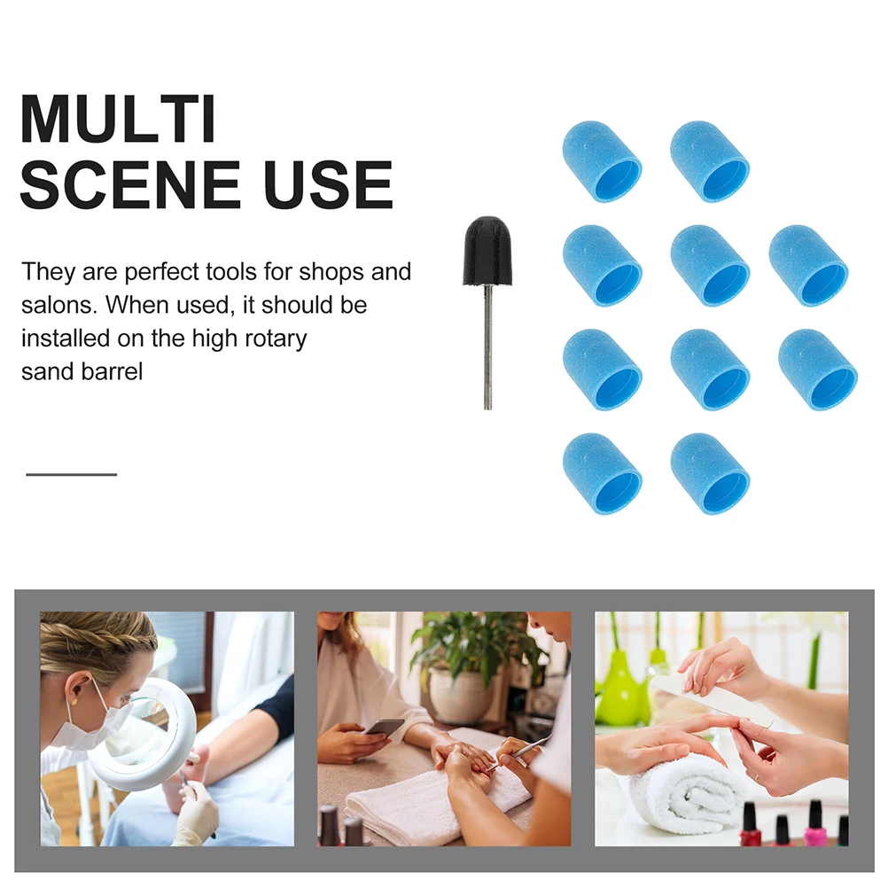 

1 set Nail Sanding Caps Replacement Electric Manicure Tool High Efficiency Lightweight Portable Glitch Bits Inner Ring Plastic