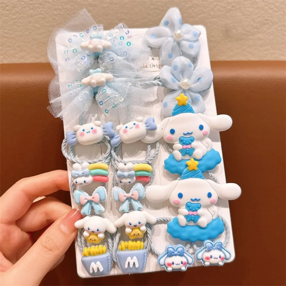 Sanrio Kuromi Girls Hairpins Cinnamoroll Baby Hairclip Melody Princess Flowing Sand Hair Barrette Sanrio Accessories rubber band