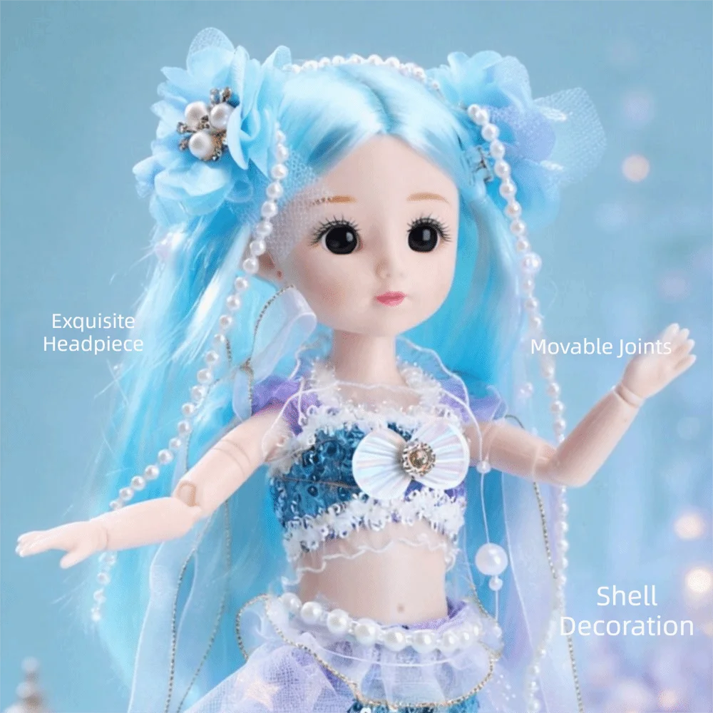 Interactive Multi Joints Mermaid Play House Sequined Mermaid Princess Dress Up 30cm Movable Mermaid Birthday Gift