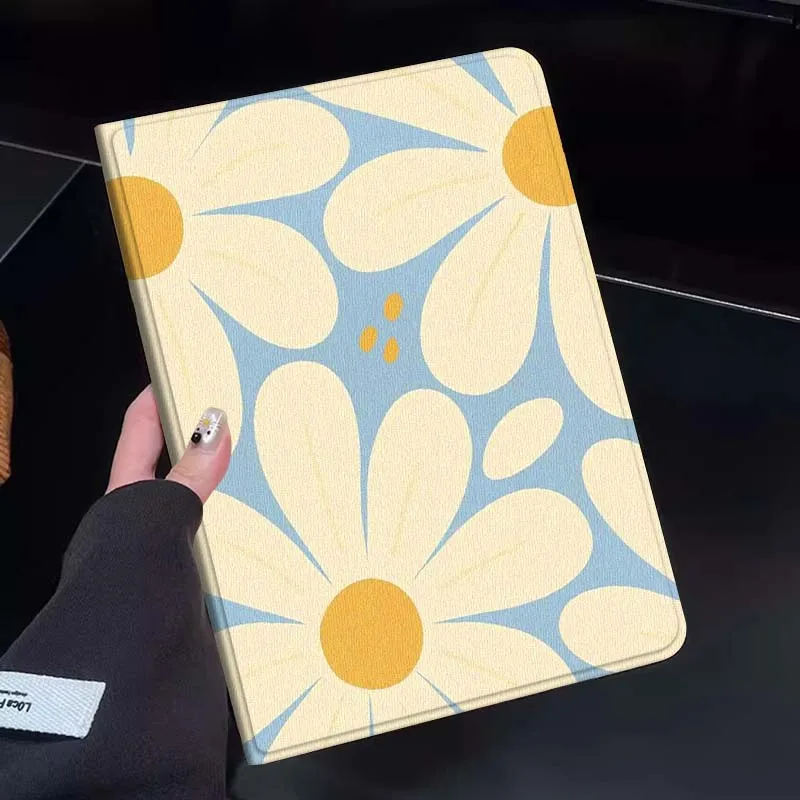 

Чехол для планшета с рисунком ромашки на синем фоне для Huawei Honor MatePad MediaPad Air 5 6 7 11 V6 V7 V8 V9 X9 X8 T10 T10s C5e T5, подарок