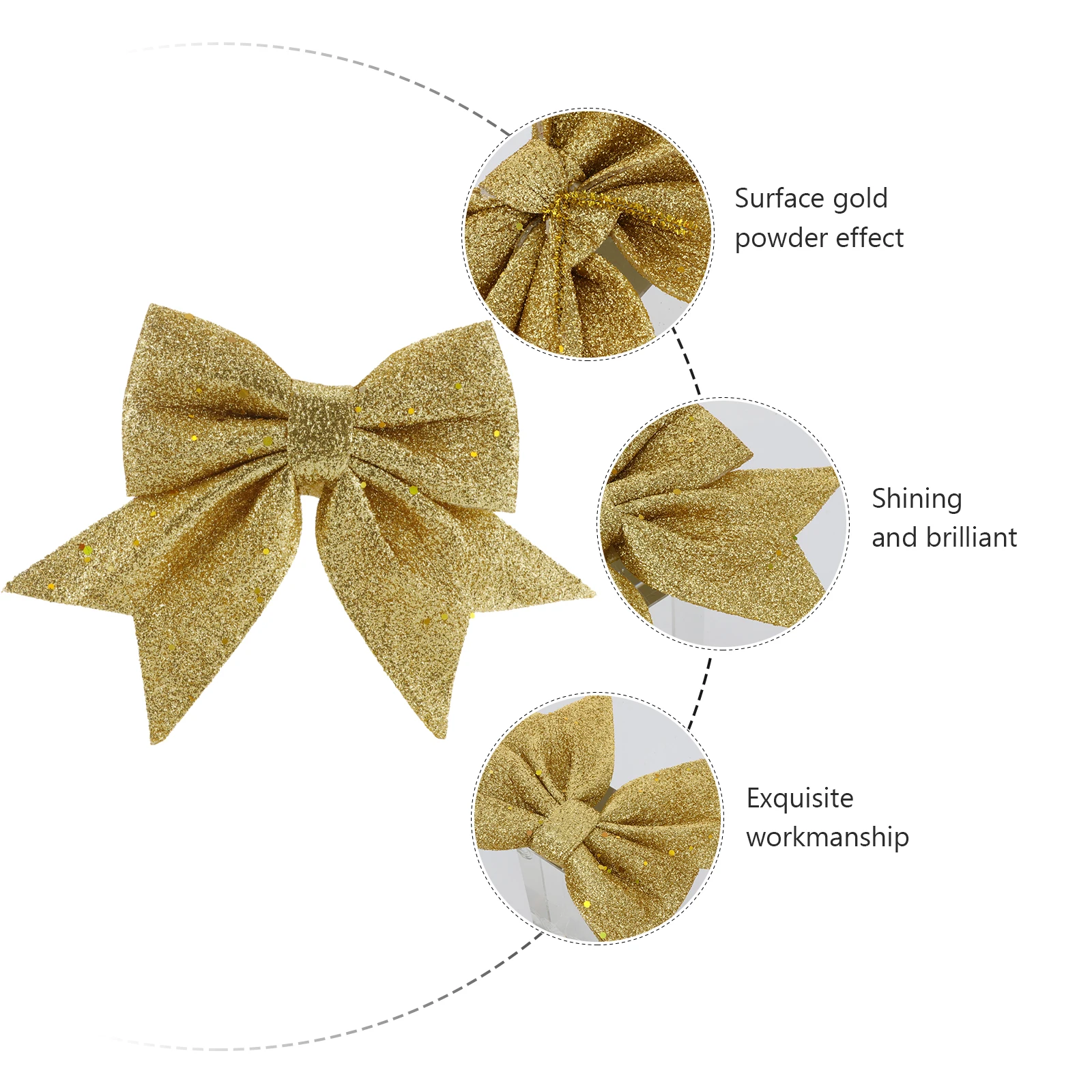 

4pcs DIY Decorative Bow Christmas Tree Ornament Glitter Reusable Pearl Wool Masquerade Party Stocking Garland