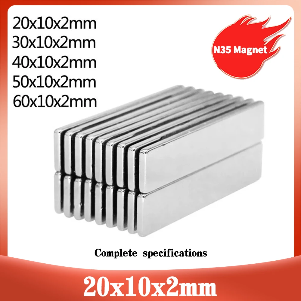 

20x10x2 30x10x2 40x10x2 50x10x2 60x10x2 Block Rectangular Neodymium Magnets 50x10x2mm N35 Strip Magnet Strong 50*10*2