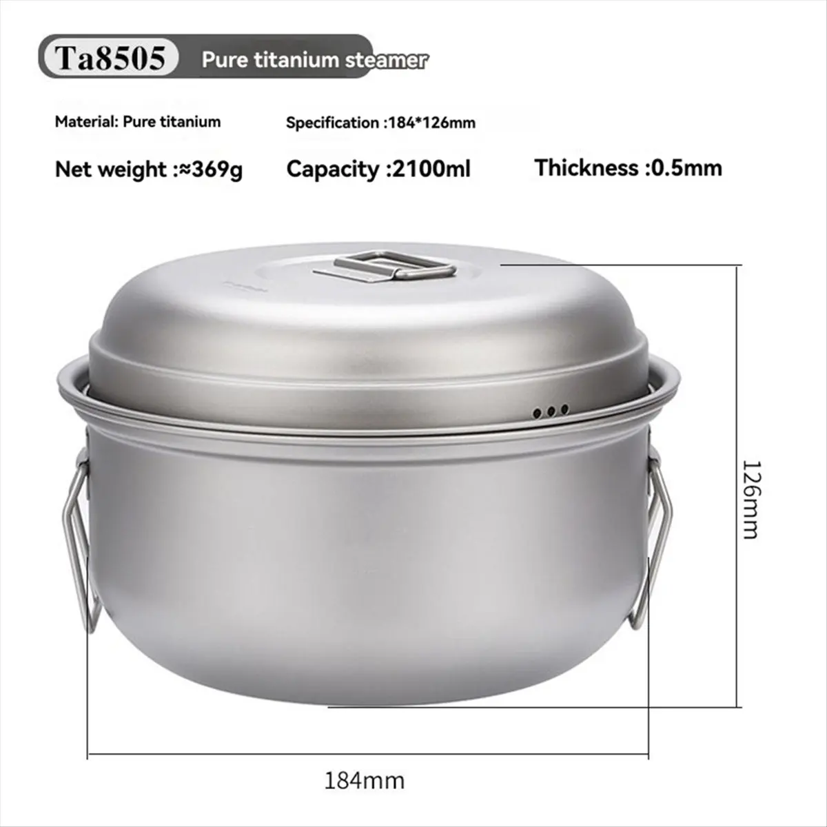 

Титановый набор суповых горшков для кемпинга, пароварка для уличного освещения с паровым отделением