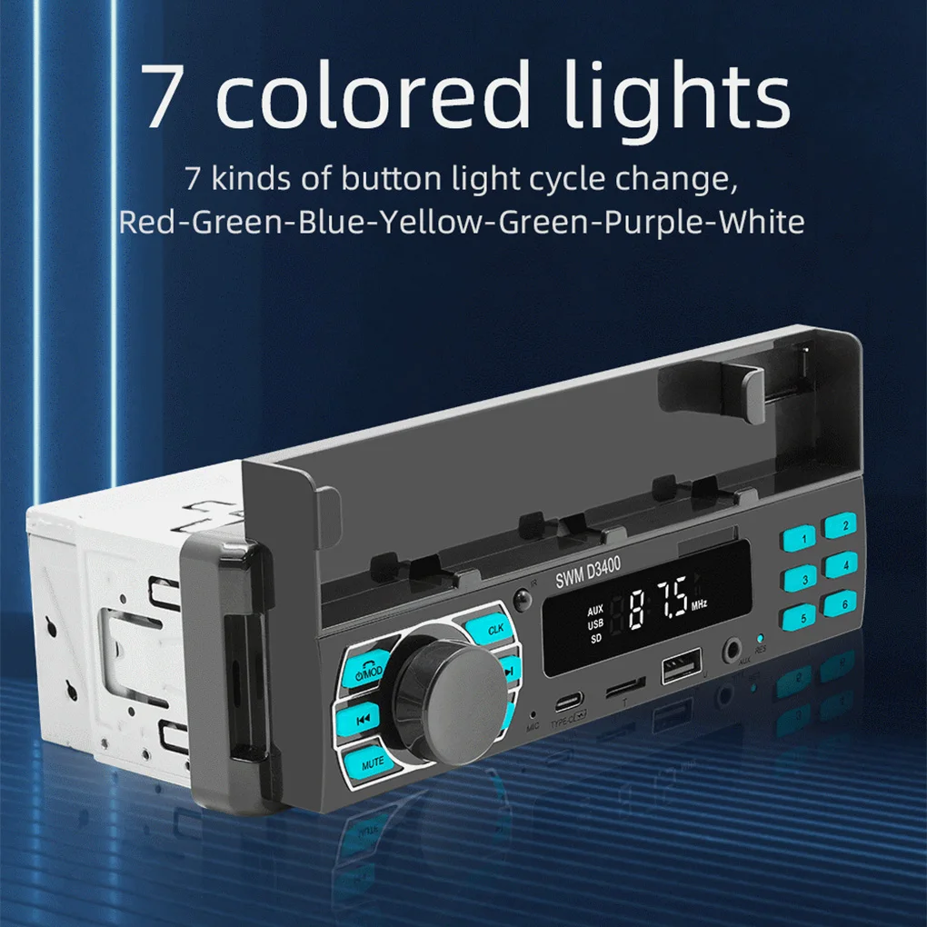 Car Radio MP3 Player Multifunction Positioning Handsfree A2DP Type C USB TF Remote Universal Systems Stereo Tuner