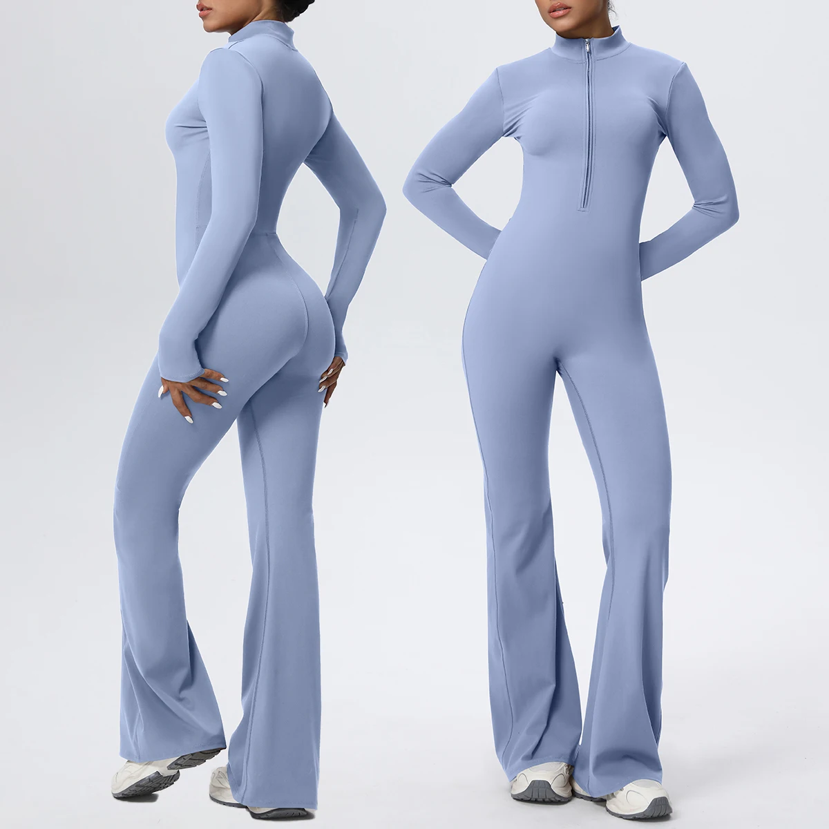 

Женское боди для фитнеса и йоги, однотонное боди для йоги на молнии с длинными рукавами, брюки для тренажерного зала, высокопрочные спортивные боди, леггинсы