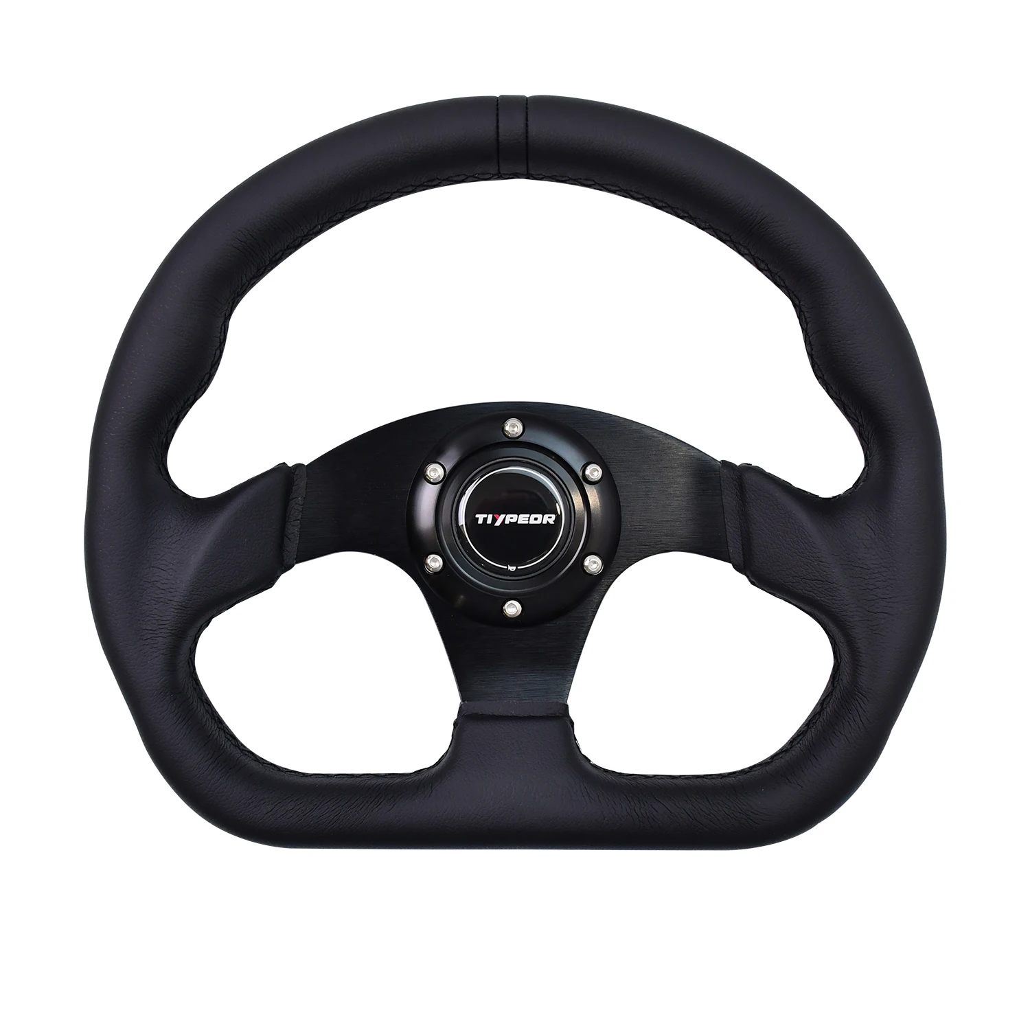 Tiypeor 13inch 325mm D Shape Leather Steering Wheel Universal Racing Sports Steering Wheel