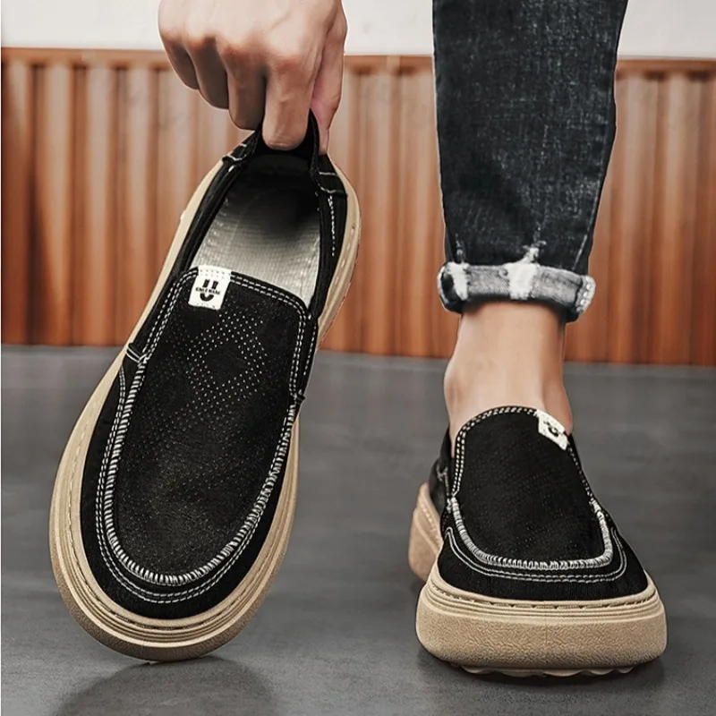 

Мужские повседневные туфли в стиле ретро с неглубоким носком на толстой подошве, весна 2024, дышащие удобные кроссовки на массивном каблуке с сеткой