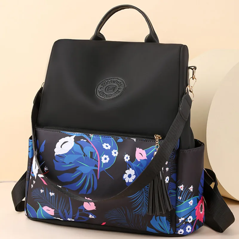 2024 nuovo zaino da donna in stile semplice di grande capacità zaino antifurto da viaggio per il tempo libero borsa a tracolla femminile in tessuto impermeabile