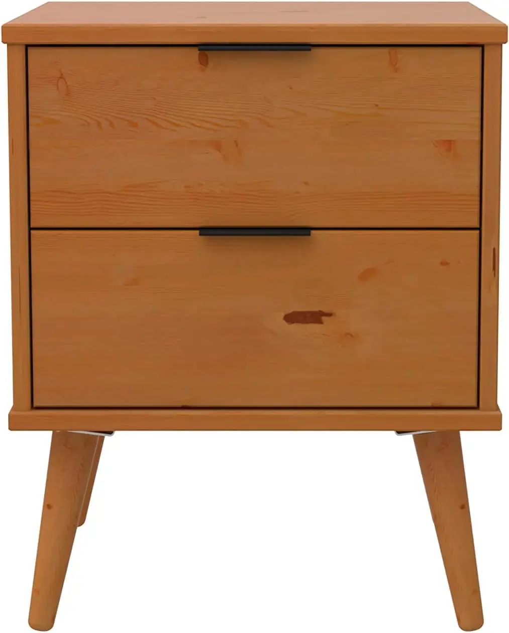 Alice Nightstand 2 Drawer Solid Wood Natural - Charming Mid- Modern Caramel Natural Side Table