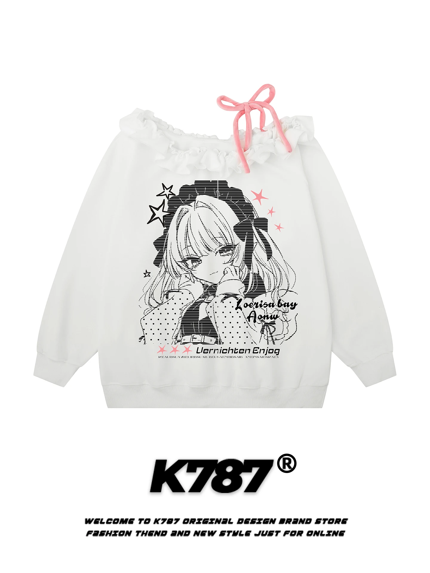 

Женская толстовка K787 в американском ретро-стиле с мультяшным принтом, на одно плечо, с капюшоном, повседневный топ в стиле Wood Grain, милый и дерзкий дизайн