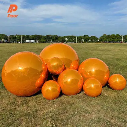 Immagine 3: Sfera Gigante Gonfiabile Decorativa in PVC Metallizzato Oro Verde a Specchio per Pubblicità e Decorazione