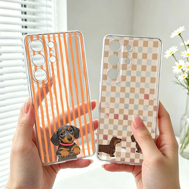 Striped Dog Design For Samsung Galaxy S26 S25 S24 S23 S22 S21 S20 Ultra Plus Edge FE Transparent Phone Case Cover