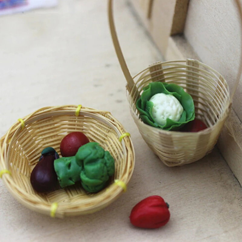 Casa de muñecas en miniatura, juguete de cocina de 7 piezas, 1:12, vegetales, bróculos, berenjenas, pimientos, tomates, comida de juego de simulación