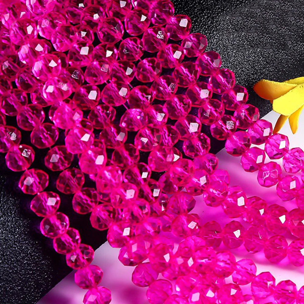 6 8 10mm 1Strand 5Strands Rose Red Glass Faceted Crystal Style Bead Loose Beads for Jewelry Beading Accessories TMB14