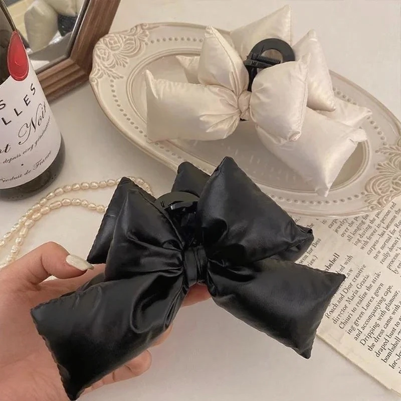 

Korean Large Black Knot Sponge Hair Clip Clamp Head Bun Hair Accessories Hair Clamps Leather Cotton Stuffing Bow Claw Clip