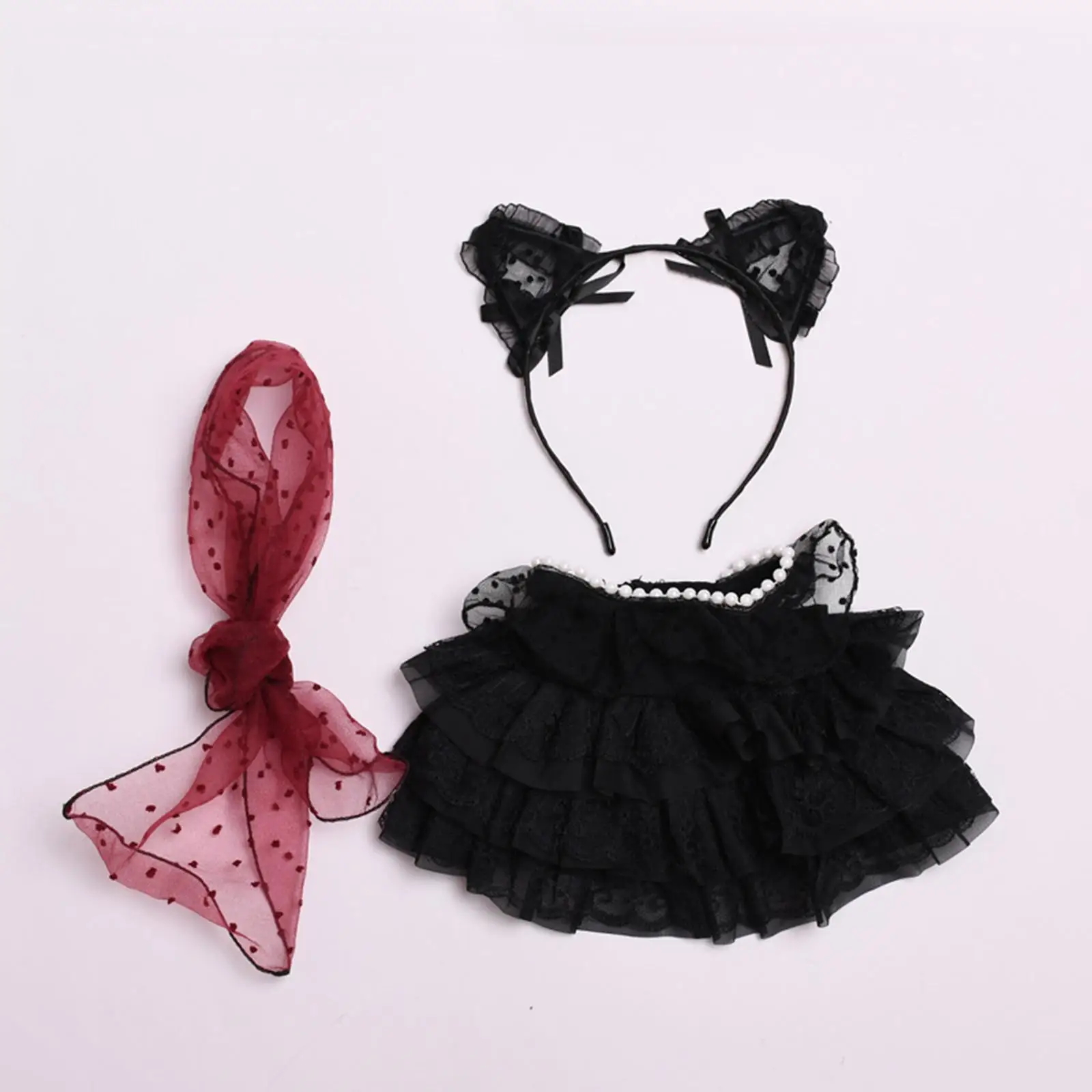 Dolls Lace Dress with Hair Accessory Outfits, Miniature Clothing Accessory, Doll Costume Doll Skirt Clothes for 38cm Dolls