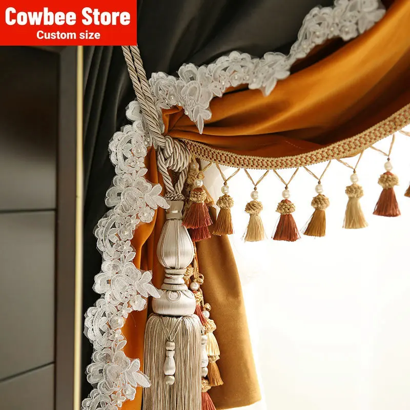 

Customized Light Luxury Curtains for Living Dining Room Bedroom Vintage French Baroque Classical Modern Versatile High-grade