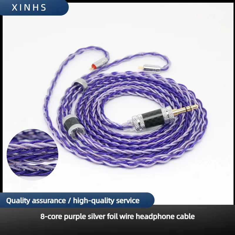 XINHS-Fio de prata para fone de ouvido, cabo de fio roxo, adequado para SENNHEISER, Letsh, Hella, Zero, Kato, Aria, LAN, IEM, 2,5mm, 3,5mm, 4,4mm