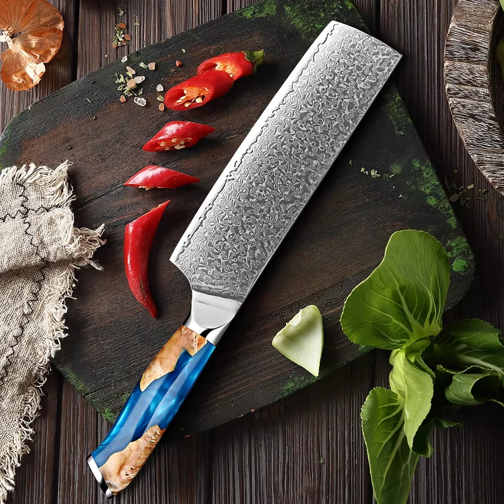 

7“Nakiri Knife 67-Layer Japanese Damascus Steel Chef Knife Home & Professional Use Specialized Vegetable & Meat Cutting Knife