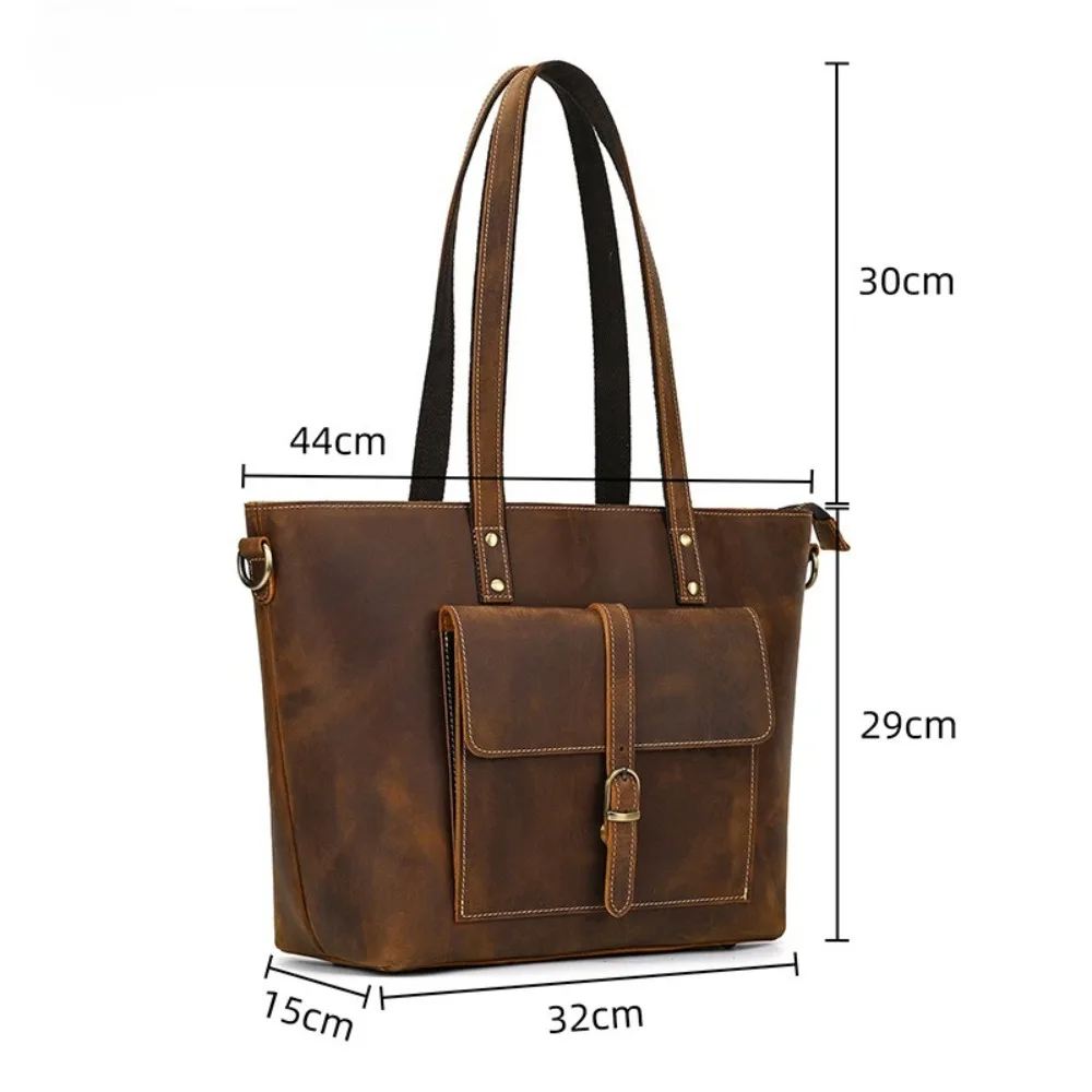 حقيبة يد نسائية ريترو متعددة الاستخدامات للرجال من الجلد كتف كروس موضة عالية سعة كبيرة حقيبة حمل للكمبيوتر محمولة #2