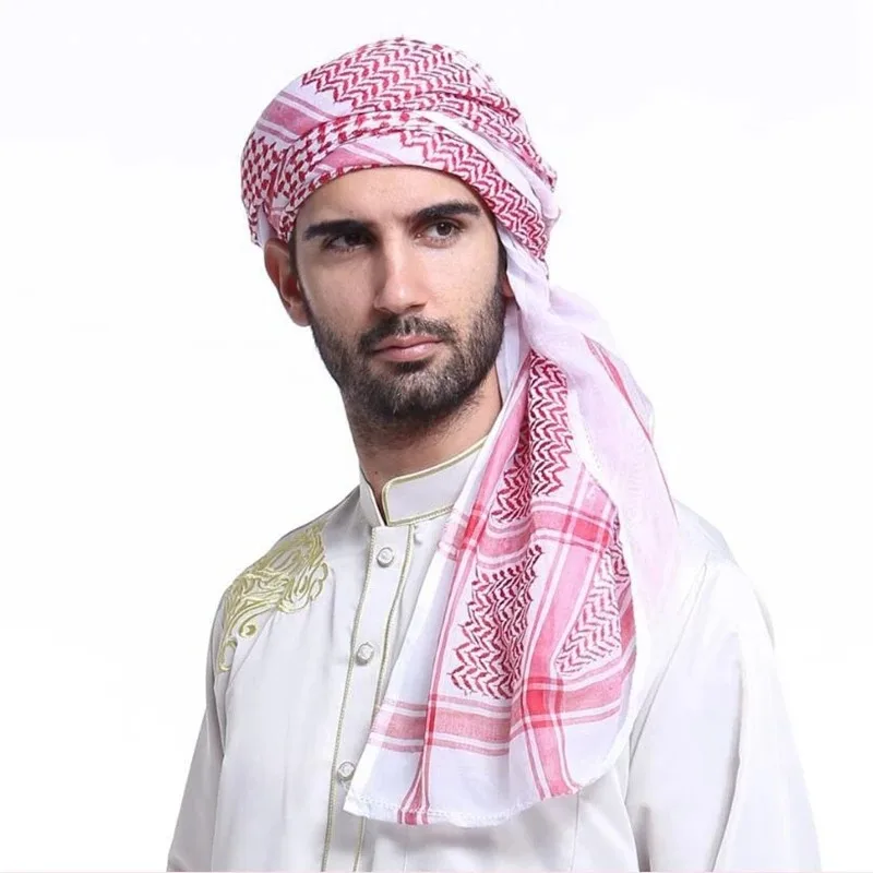 Muslims Arab Scarf Shemagh Head Scarf Ethnic Arabian DubaiSaudi Neckwrap Breathable Desert Headwrap Keffiyeh Hijab Scarf