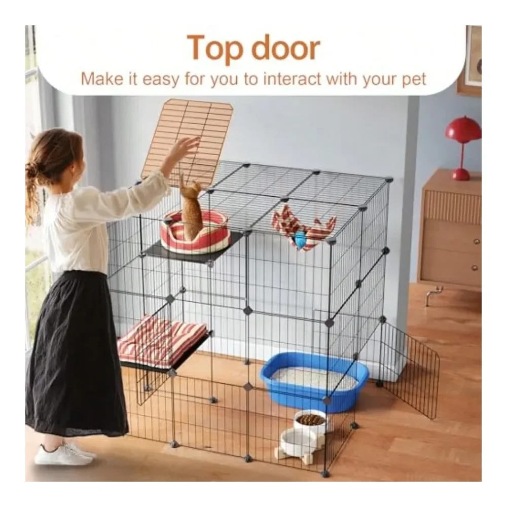 

Cat Cages Indoor Enclosure DIY Cat Playpen Catio Detachable Metal Wire Kennels Cats Crate Large Extra Exercise Place Ideal For