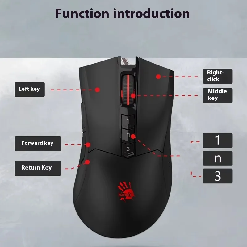 Imagem -02 - Bloody R90 Plus Mouse para Jogos sem Fio Rgb Ergonômico Baixo Atraso Luz Fps pc Gamer Acessórios para Laptop Computador Escritório Programável