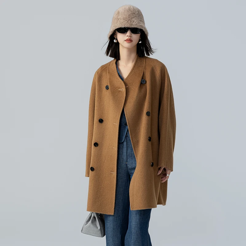 Double-sided camelcashmere coat Women's Fall/Winter 2024 new high-grade feel temperament  jacket