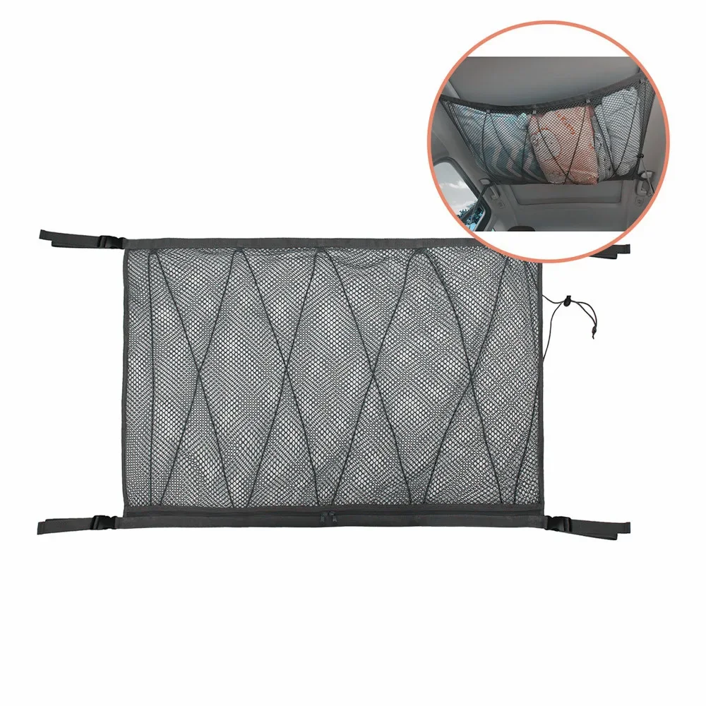 

Car Ceiling Storage Net Pocket Roof Net Pocket Hanging Luggage Suspended Double-layer Network Port Storage Bag Car Products