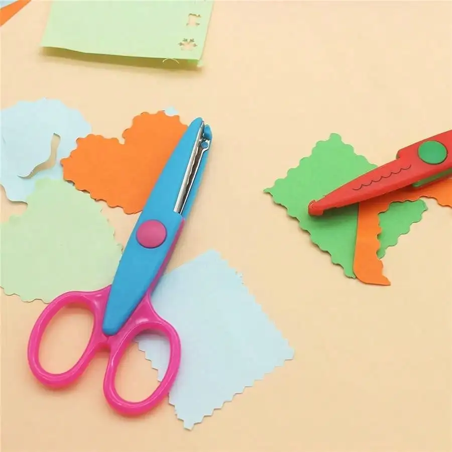 Various Shapes Child Safety Scissors 6Pcs Stainless Steel PPSU Handle Hand‑cut Scissors Kids Scrapbooking Art Craft Supplies