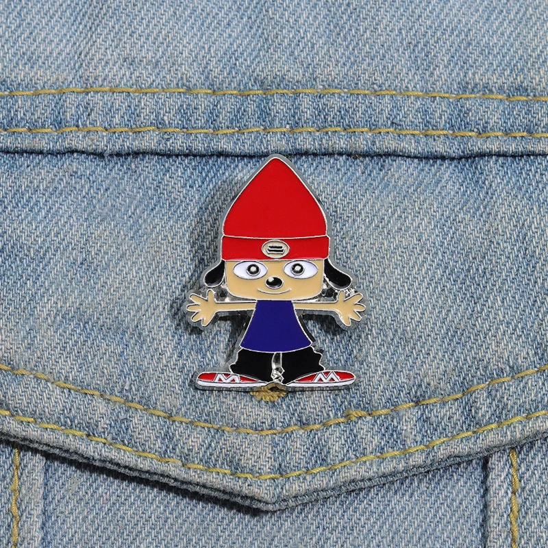 Spel Parappa De Rapper Rode Hoed Hond Cosplay Broche Unisex Legering Badge Emaille Reversspeld Sieraden Kostuum Tas Accessoires Prop