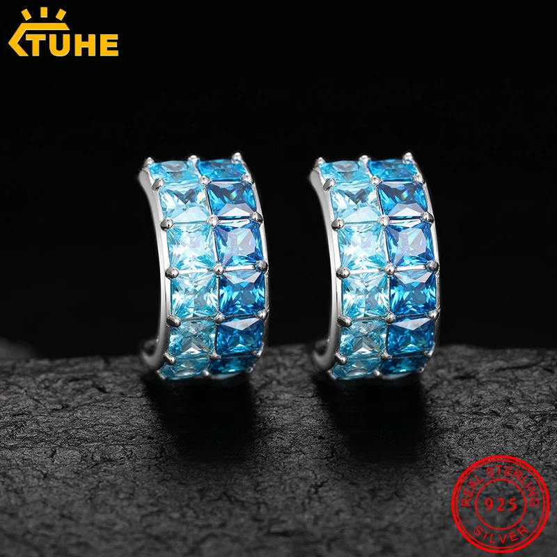 

Luxury Zirconia Crystal High Quality Clip Earring for Men Women 925 Sterling Silver EarCuff Fine Jewelry Accessories Party Gift