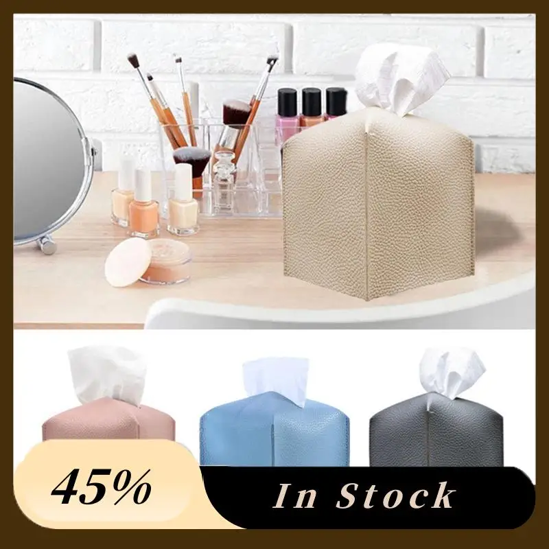 

5 Piece Tissue Holder Retro Tissue Box Square PU Leather Bedroom Decor Living Room Home Decor