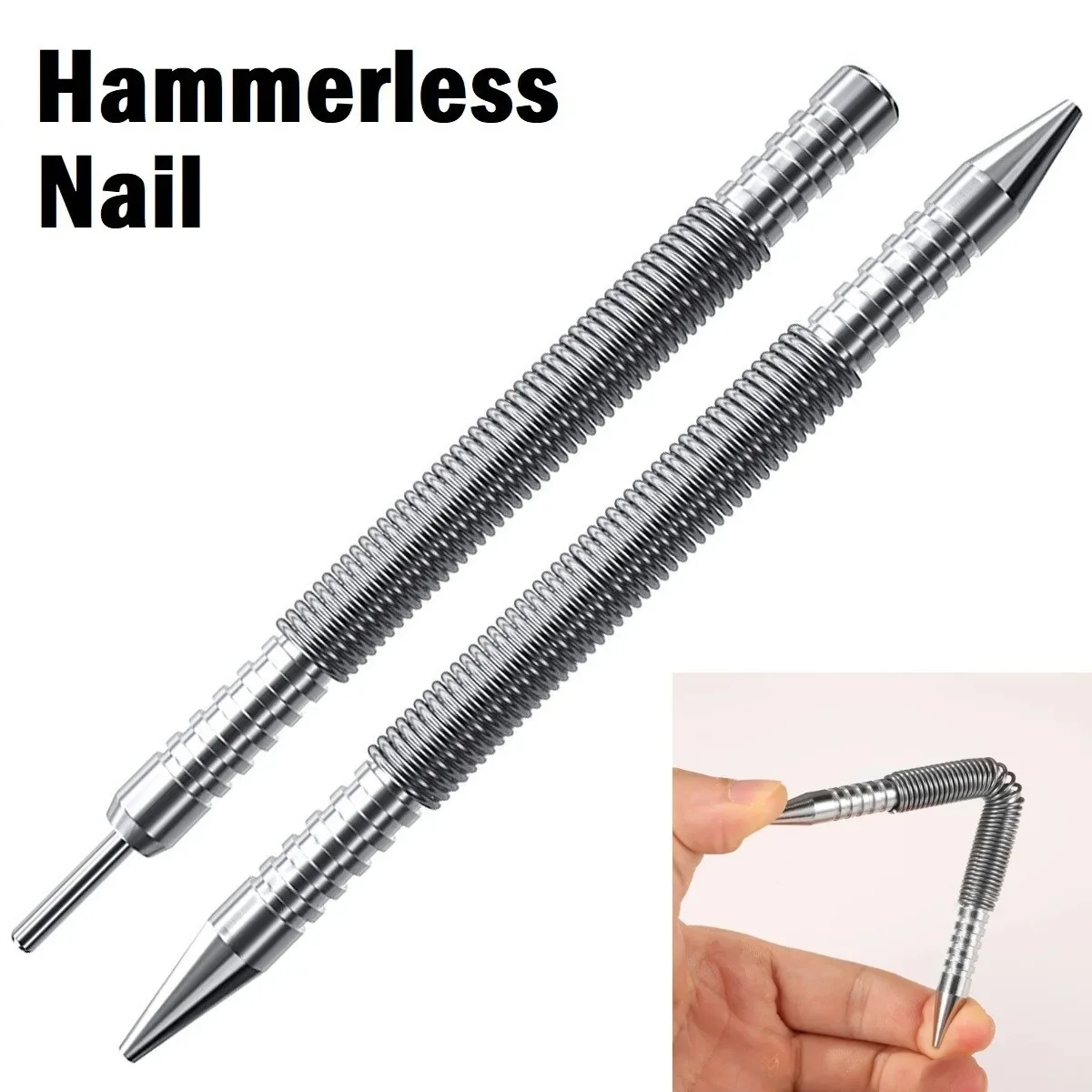 Spring Center Punch Hammerless Dual  Nail Setter Spring Loaded High Carbon Steel Nail Punch Door Hinge Pin Remover Tool