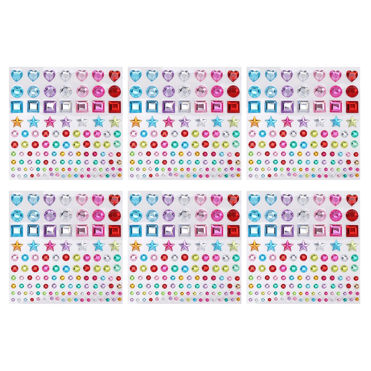 

6 Sheets Acrylic Crystal Stickers Rhinestone for Crafts Gems Creative Rhinestones