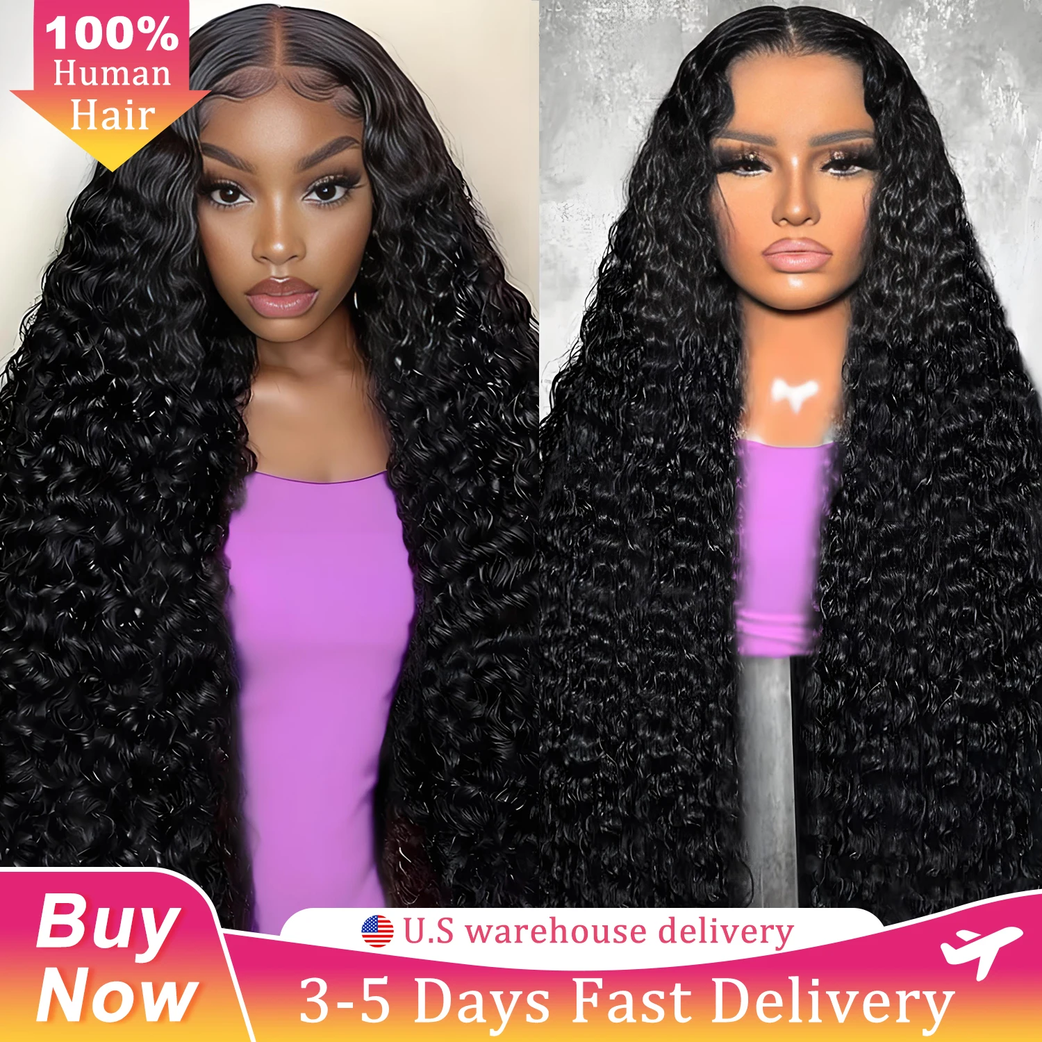 

250 Density Deep Wave Human Hair Wig 13x6 Hd Transparent Pre Plucked Brazilian Water Wave Lace Wig 40 Inch Curly Lace Front Wigs
