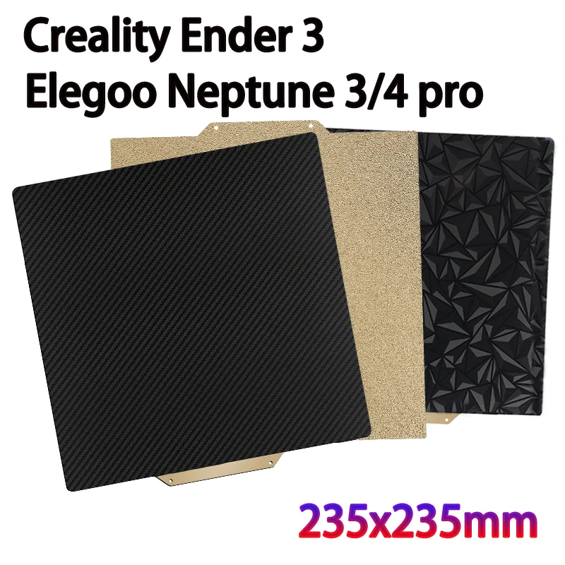 

ENERGETIC Elegoo Neptune 3/4 Pro 235x235 мм гладкий бриллиант PEO/углеродное волокно ПЭТ рабочая пластина двухсторонняя печать стальной лист