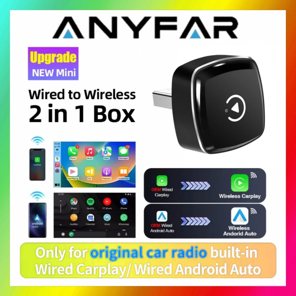 2-in-1 Wireless CarPlay Dongle Wired to Wireless Android Auto Adapter AI Smart Box Car Intelligent Systems For Car With CarPlay