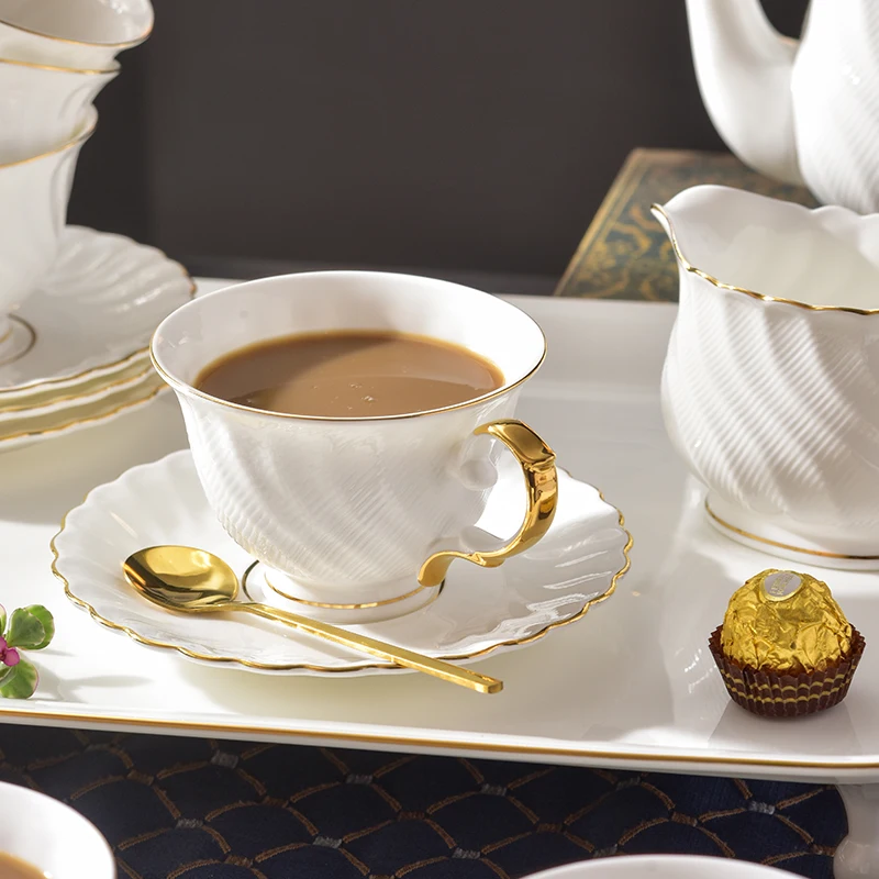 Coffee cup and saucer set European small luxury ceramic exquisite home afternoon tea set bone china