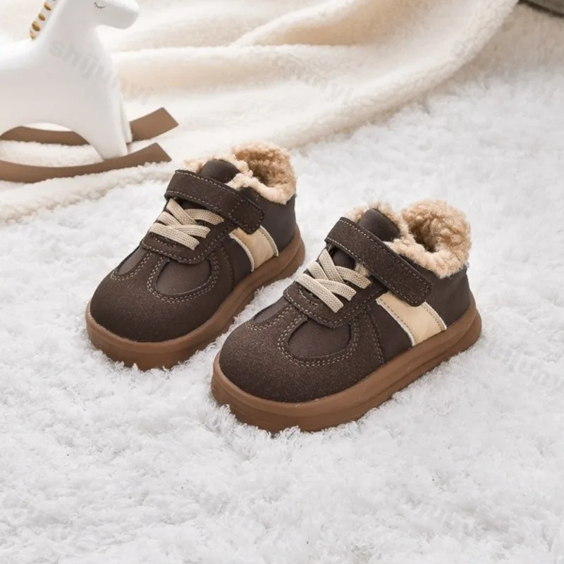 2025 شتاء جديد Pulsh موضة الاتجاه أحذية رياضية غير رسمية للأطفال المضادة للانزلاق الدافئة الأولاد الفم الضحلة تنوعا الثلوج أحذية رياضية #4