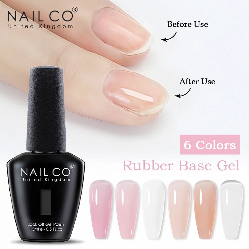 NailCo 15ml Rubber Base And Top Coat Gel Nail Polish Transparent Pink Building Gel Primer Gel Polish  Nail Art Ongle Varnish