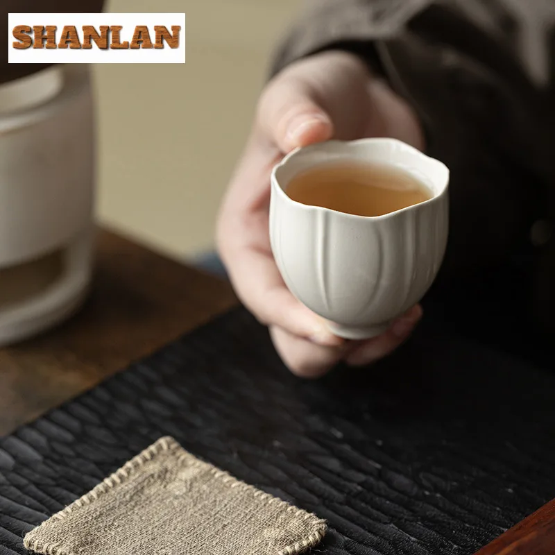 2 قطعة/الوحدة نبات الرماد زهرة برعم البتلة فنجان شاي زن وعاء الشاي زوج الشاي تذوق كوب شخصي Jianzhan ماستر أكواب طقم شاي الحرفية 80 مللي