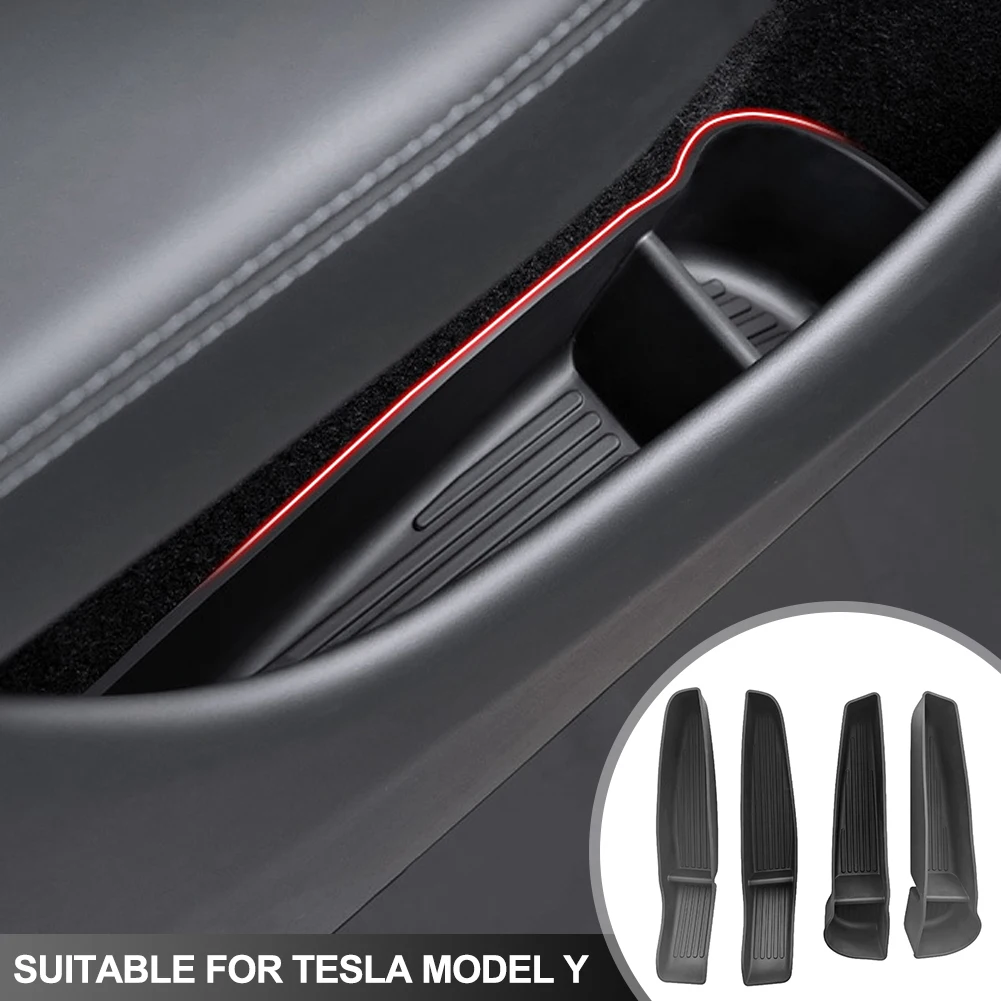 

4Pcs Car Front Rear Door Side Storage Organizer Box Door Insert Case Trash Bin Suede Protector for Tesla Model Y Juniper 2025
