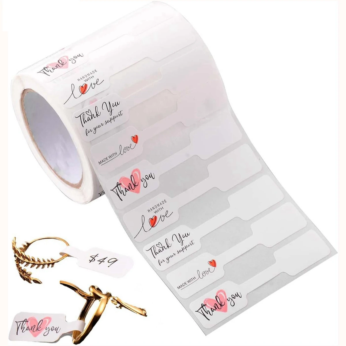 

500pcs/roll Price Stickers Jewelry Price Tags Self Adhesive White Blank Sticker Ring Necklace Earring Price Label
