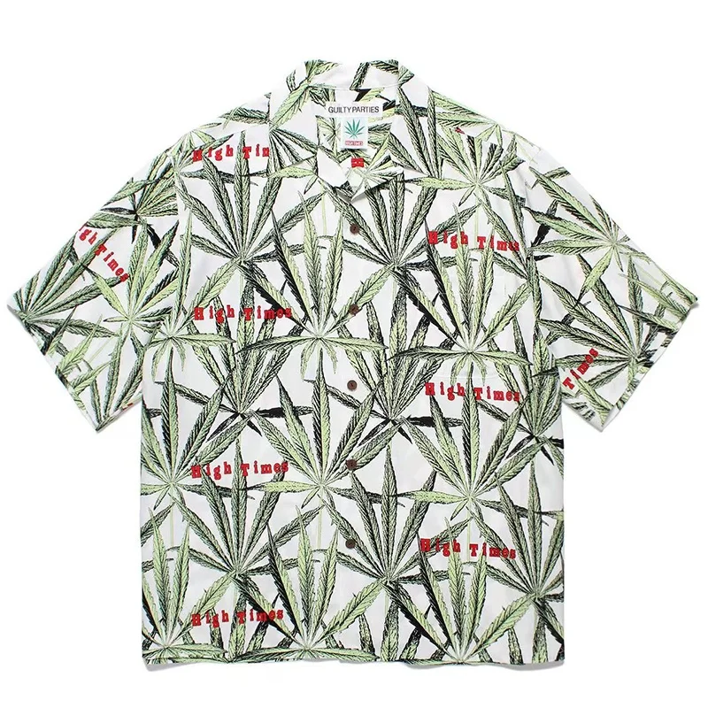 WACKO MARIA ผสมสไตล์พิมพ์ Graffiti ฮาวายเสื้อแขนสั้นฤดูร้อนลําลองหลวมผู้ชายผู้หญิงเสื้อแบรนด์