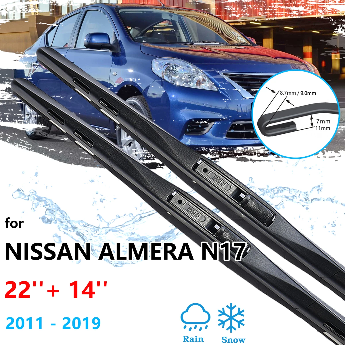 For Nissan Almera Sunny N17 Latio 2011~2019 Front Wiper Blades Windshield Windscreen Window Cleaning Brushes Car Accessories