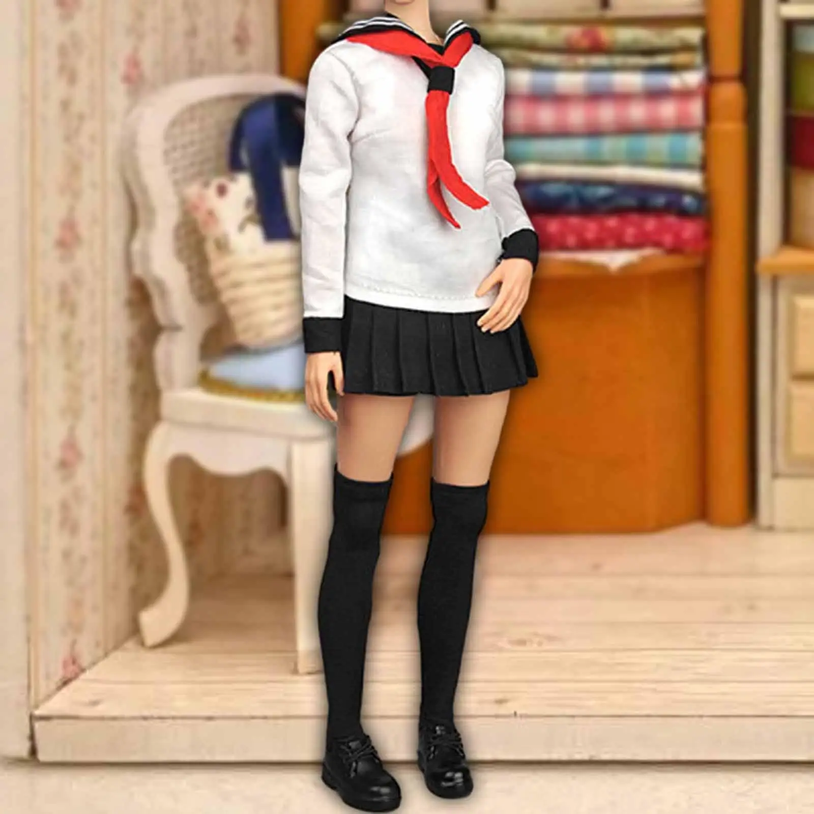 

1:6 Scale Schoolgirl Uniform Suit Fashion Womens Clothes Skirt Cosplay for 12'' inch Soldier Figures Dressup Body Accessories