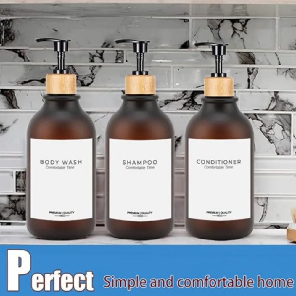 5 Stück 300/500ml Flüssigshampoo-Conditioner-Flaschen Leere Plastik-Apothekerspender Nachfüllbare Lotion-, Dusch- und Handseifenflaschen – Detail 9